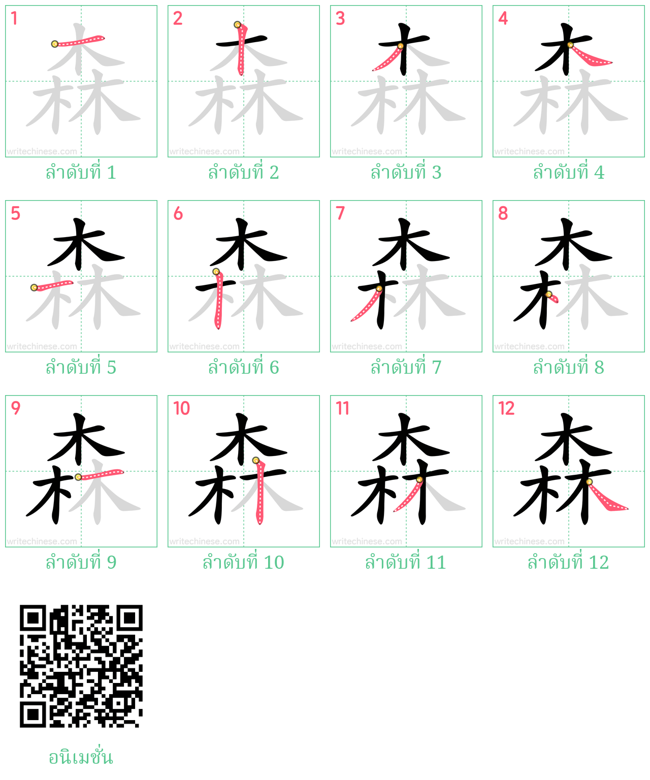 森 ลำดับการเขียน