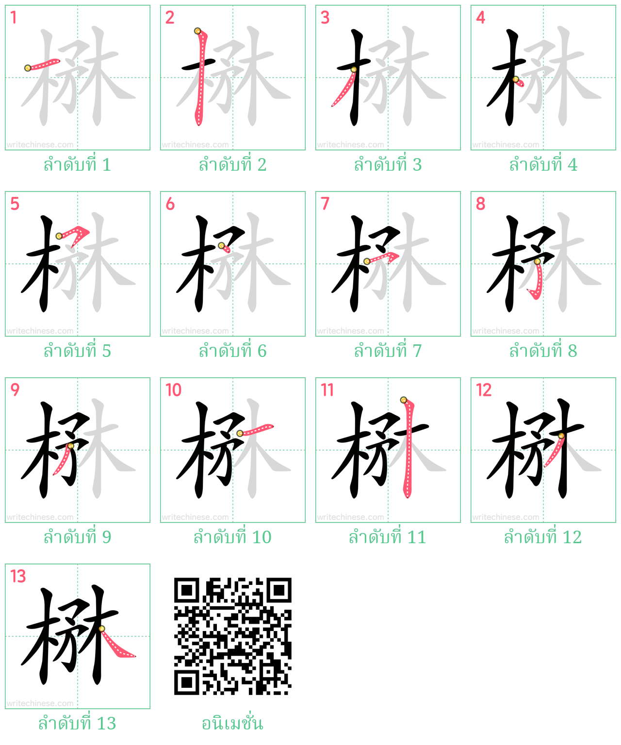 楙 ลำดับการเขียน