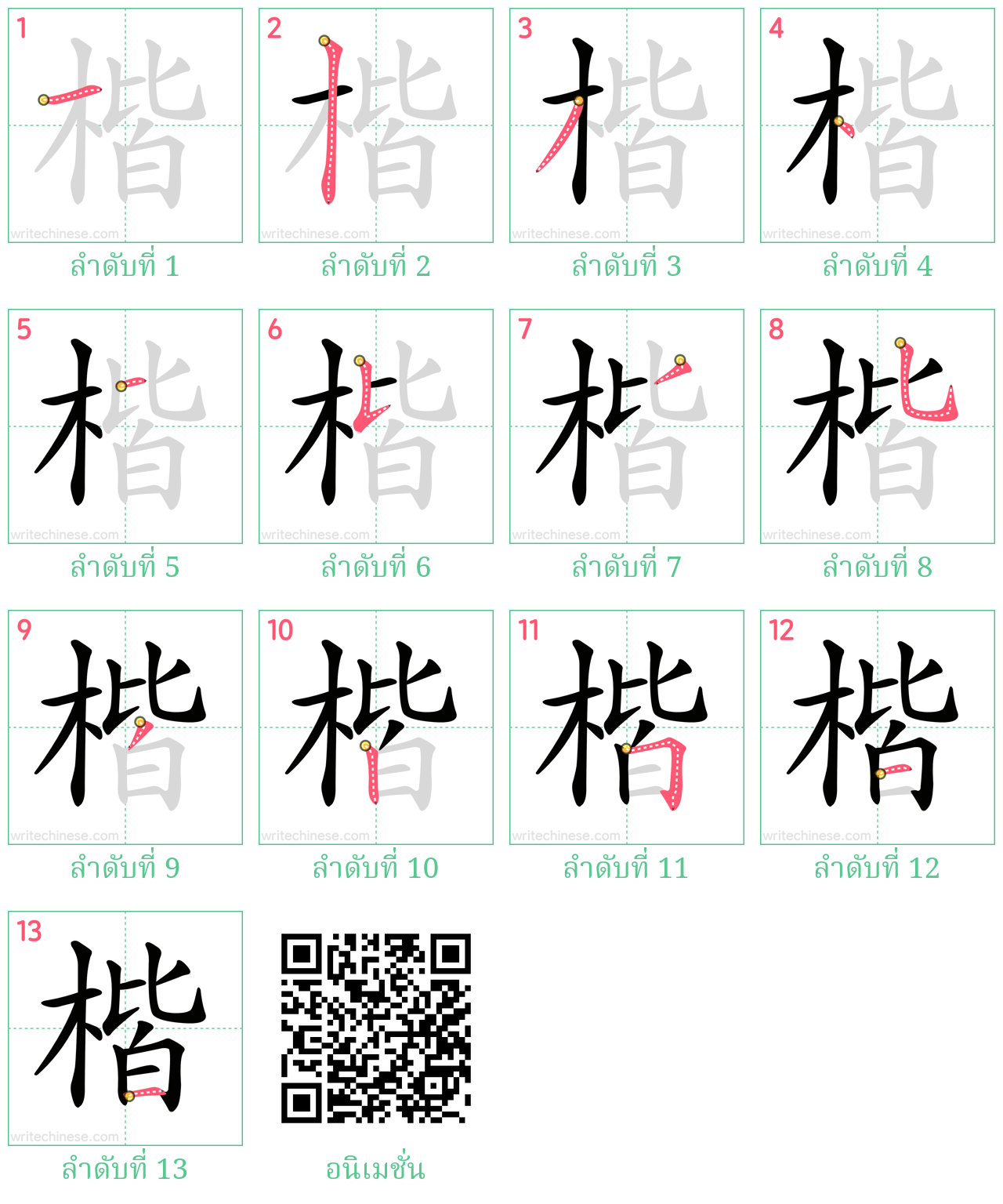 楷 ลำดับการเขียน