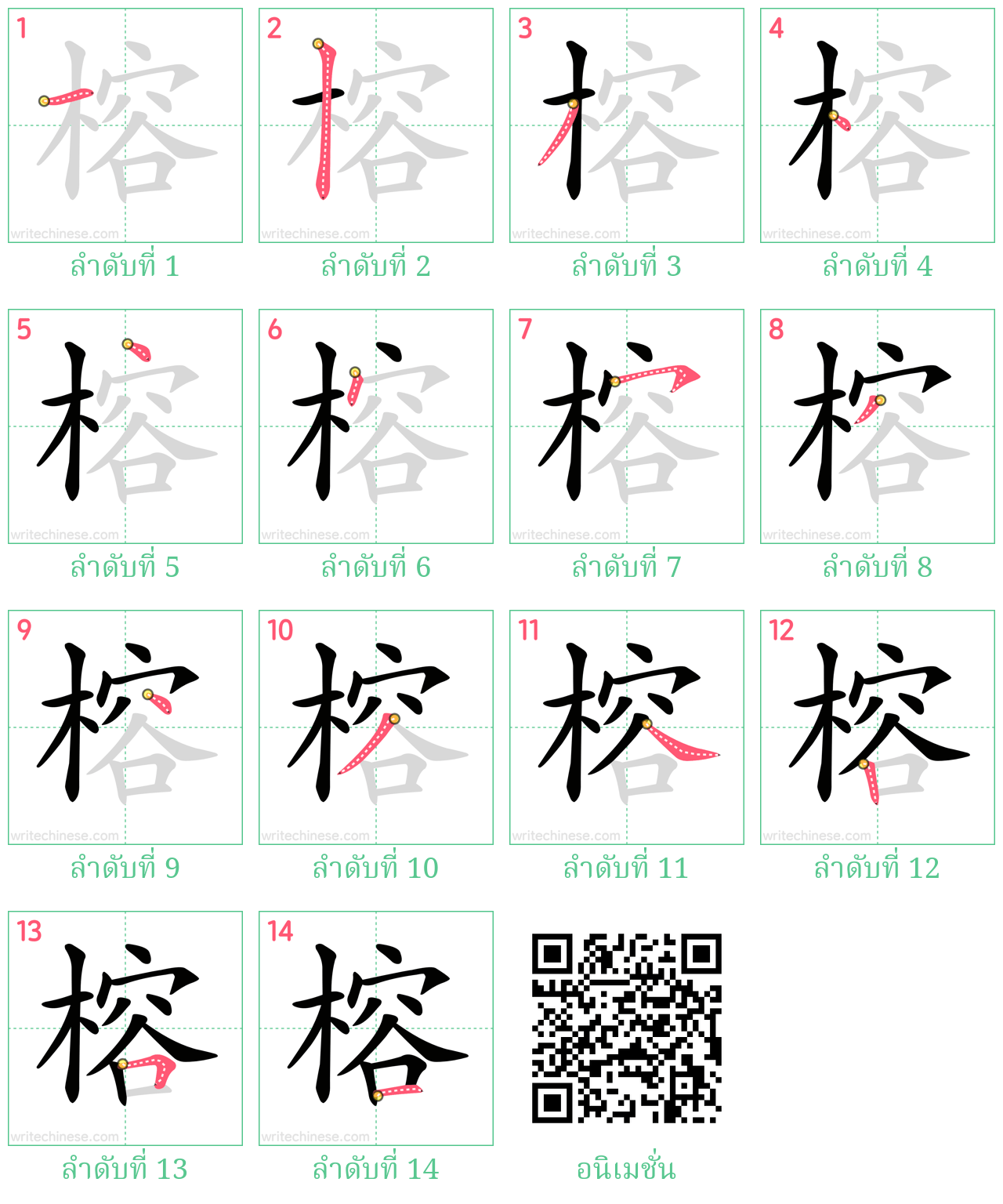 榕 ลำดับการเขียน