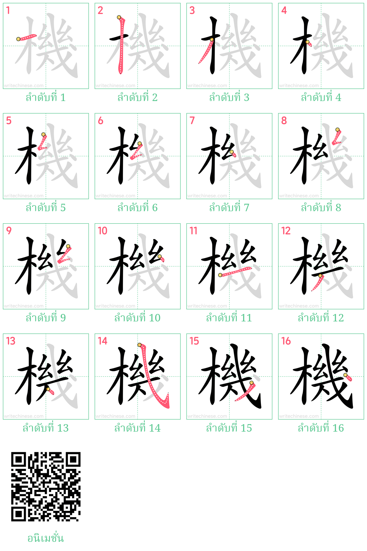 機 ลำดับการเขียน