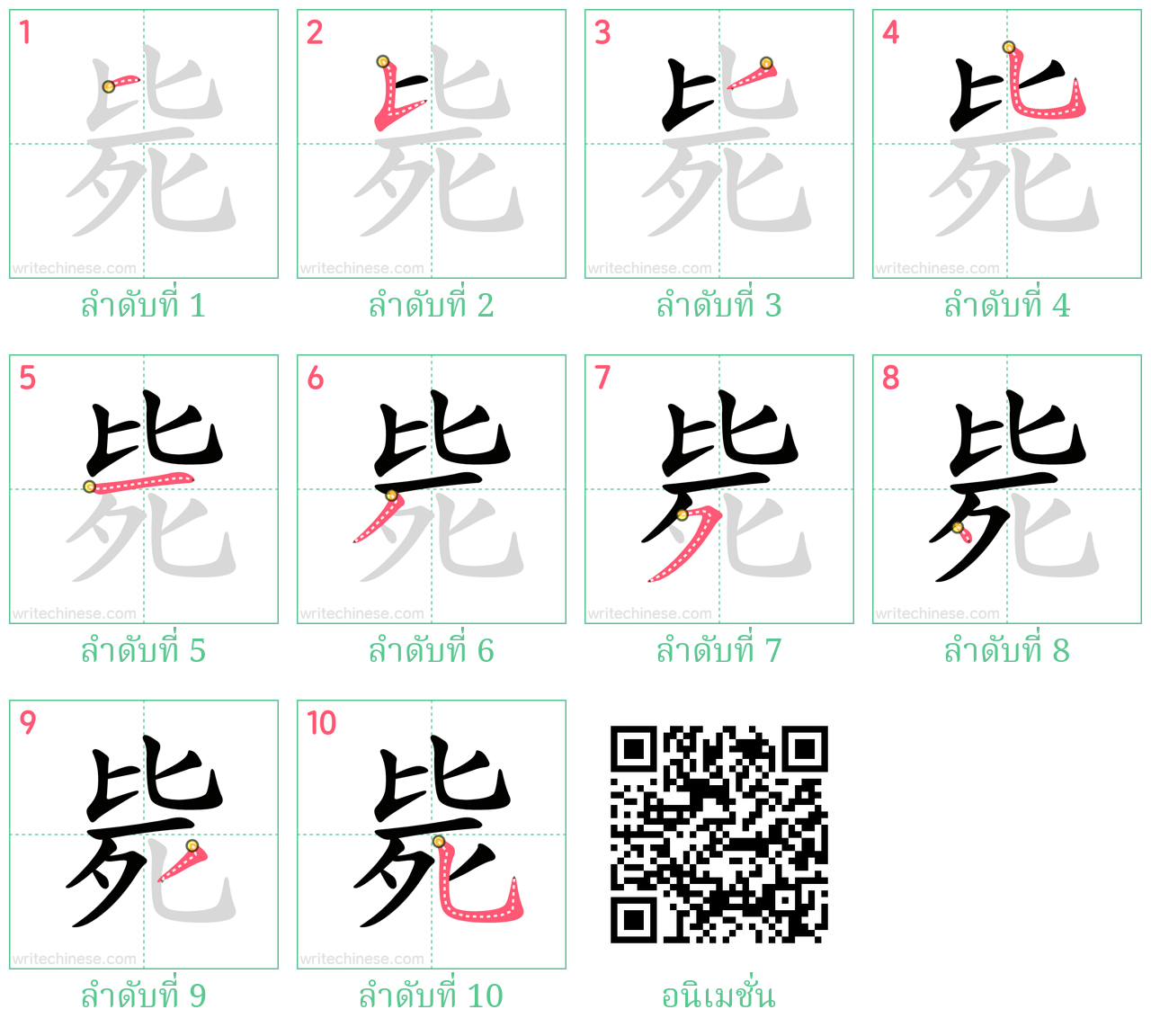 毙 ลำดับการเขียน