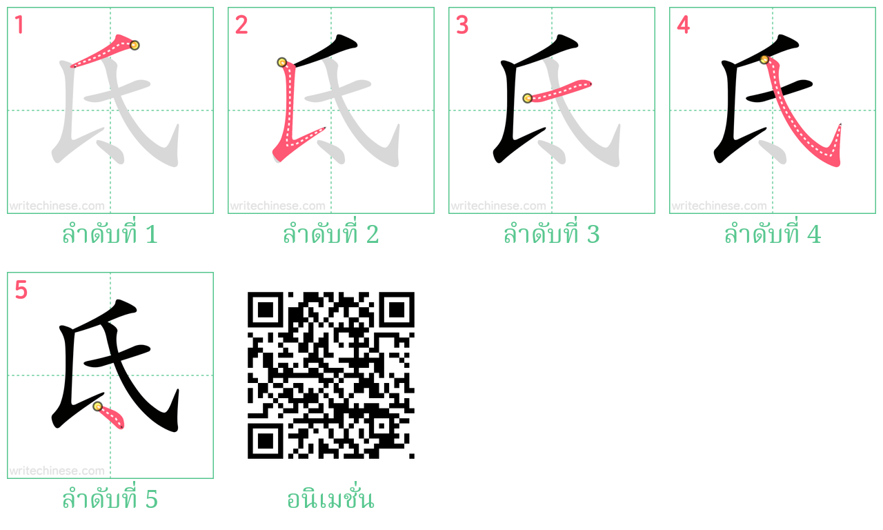 氐 ลำดับการเขียน