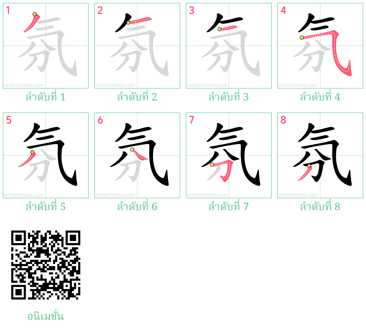 氛 ลำดับการเขียน