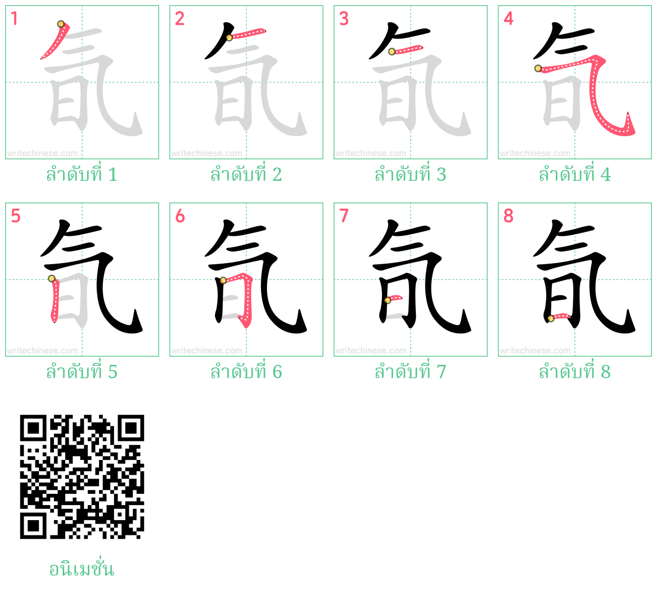 氜 ลำดับการเขียน