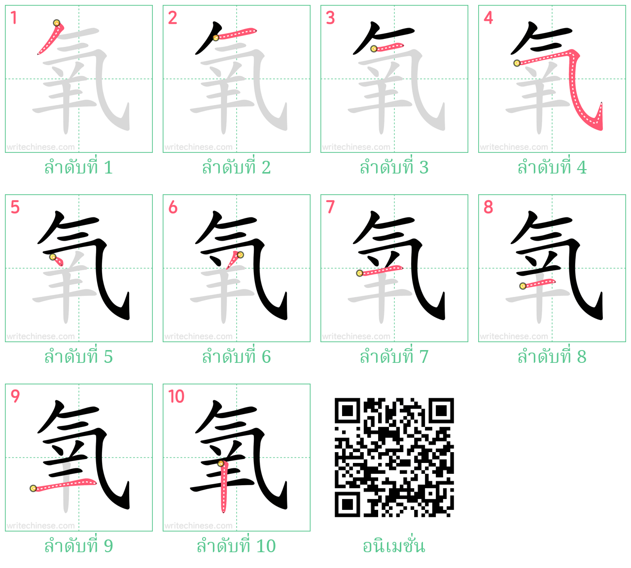 氧 ลำดับการเขียน