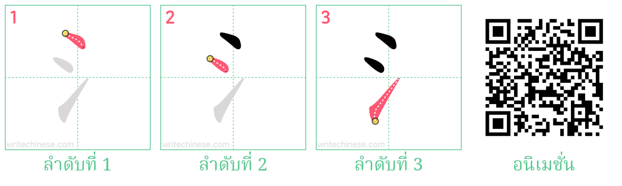 氵 ลำดับการเขียน