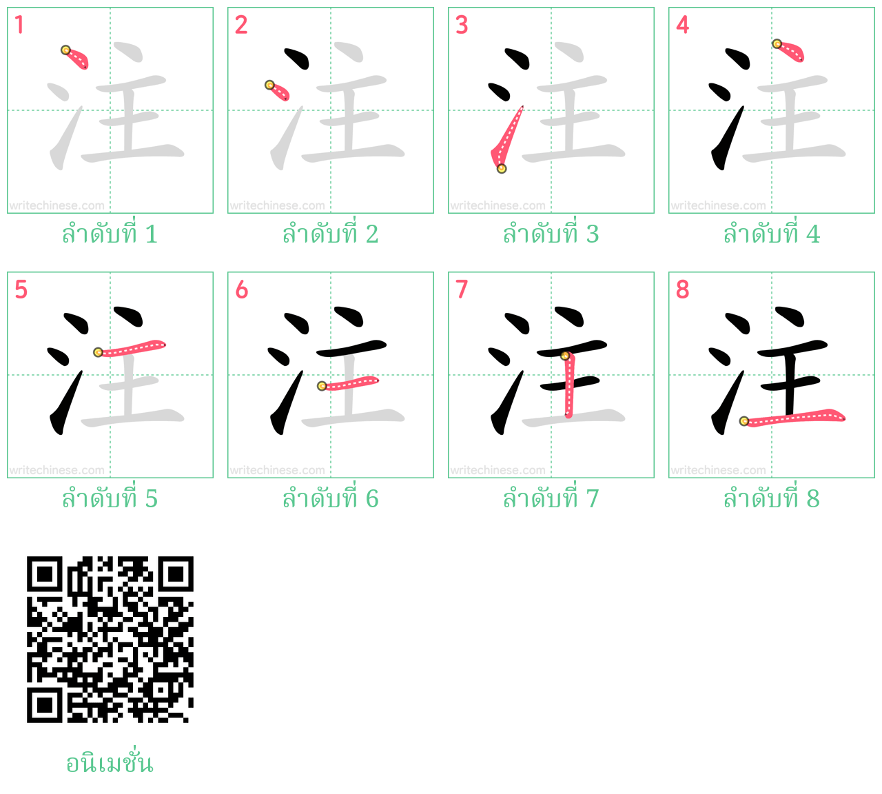 注 ลำดับการเขียน