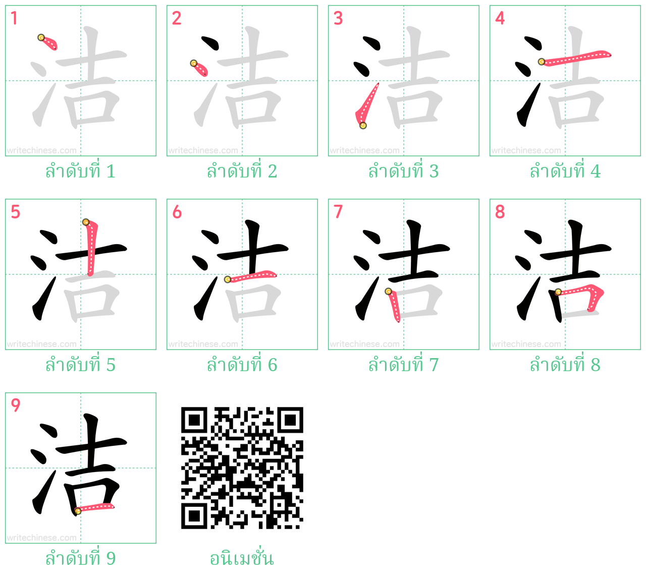 洁 ลำดับการเขียน