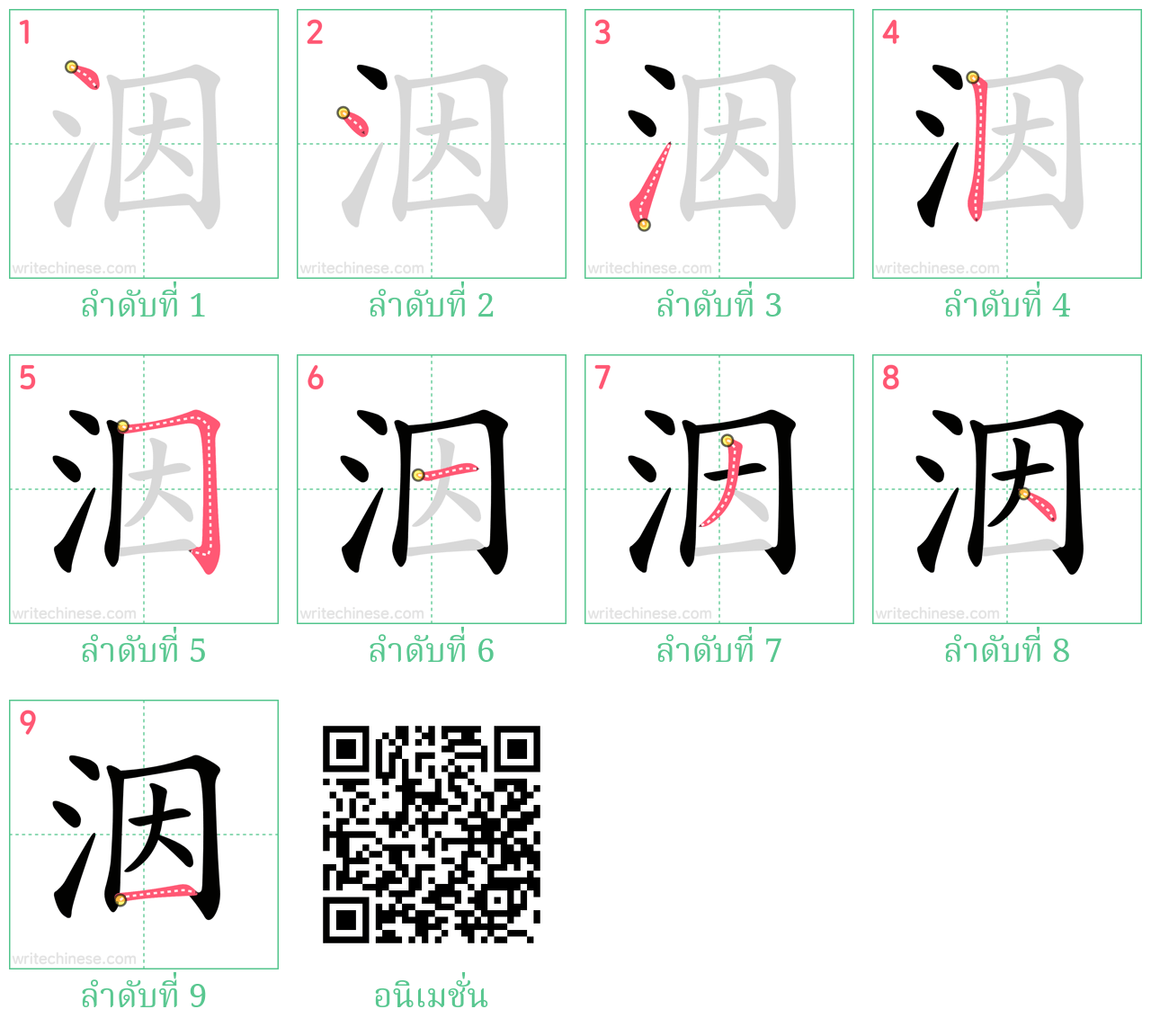 洇 ลำดับการเขียน