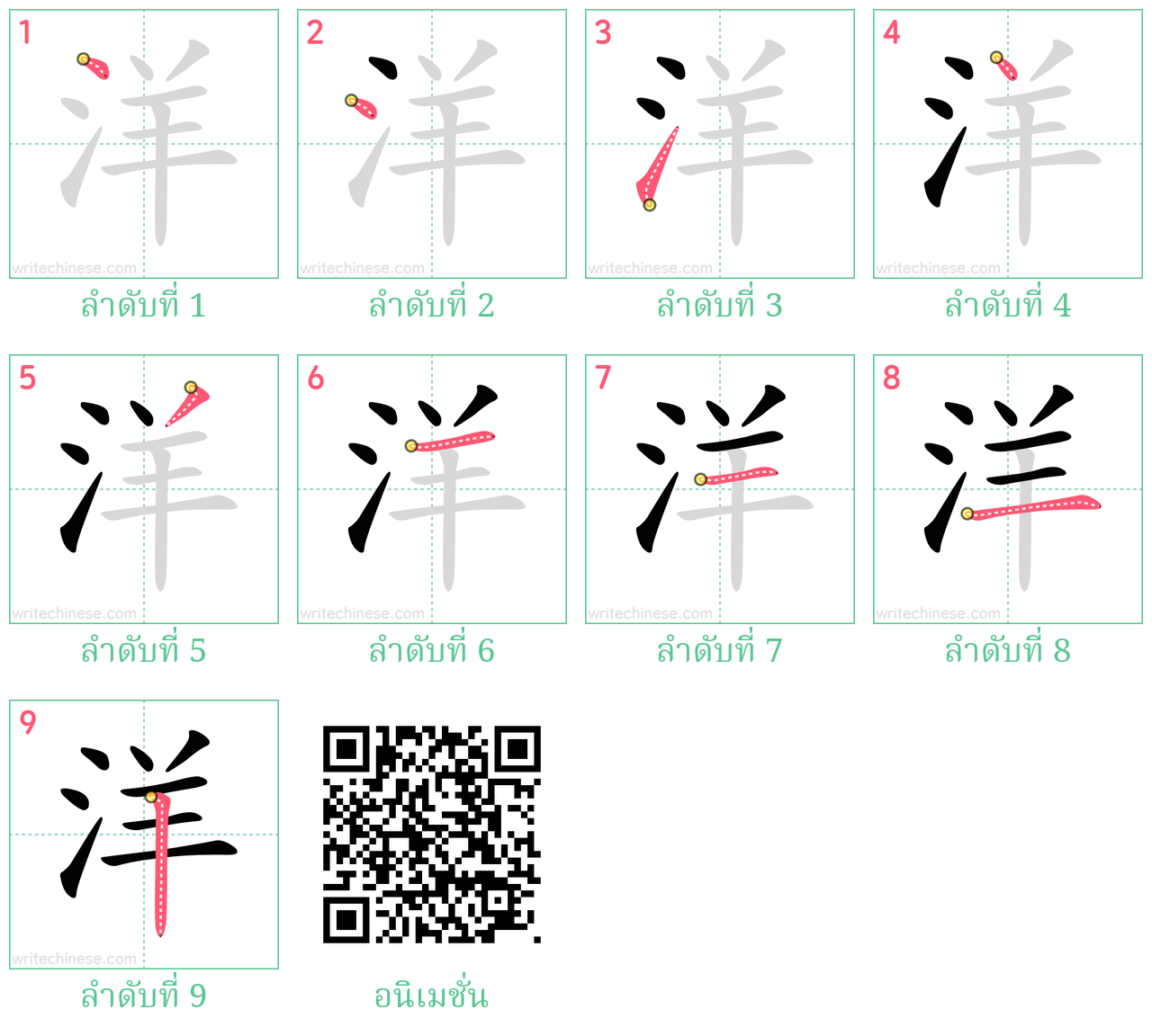 洋 ลำดับการเขียน