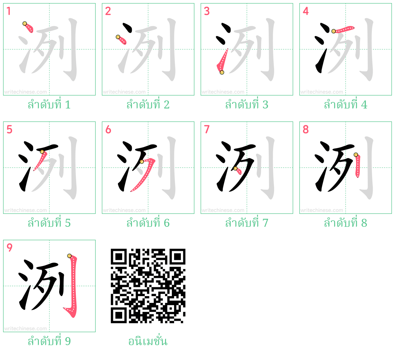 洌 ลำดับการเขียน