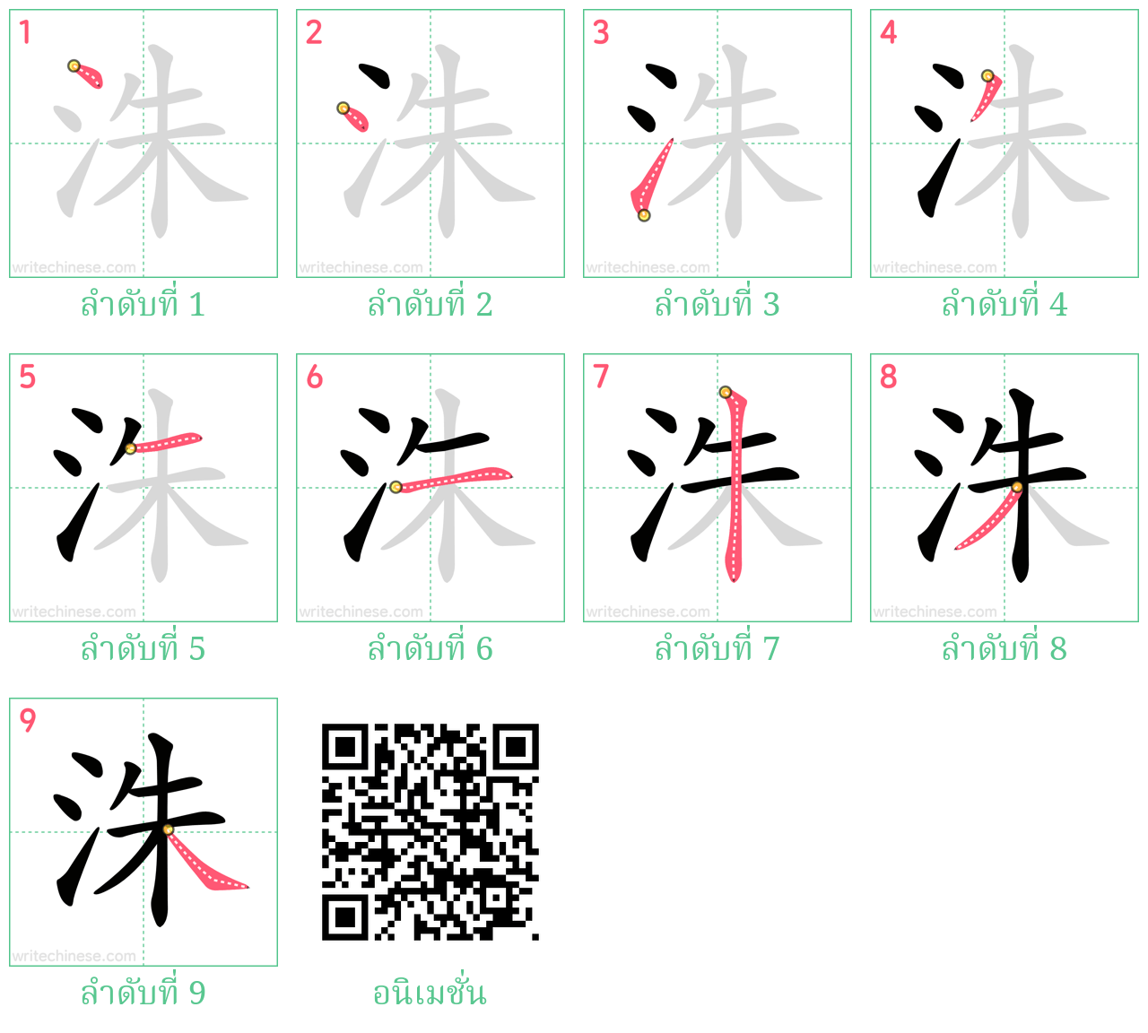 洙 ลำดับการเขียน