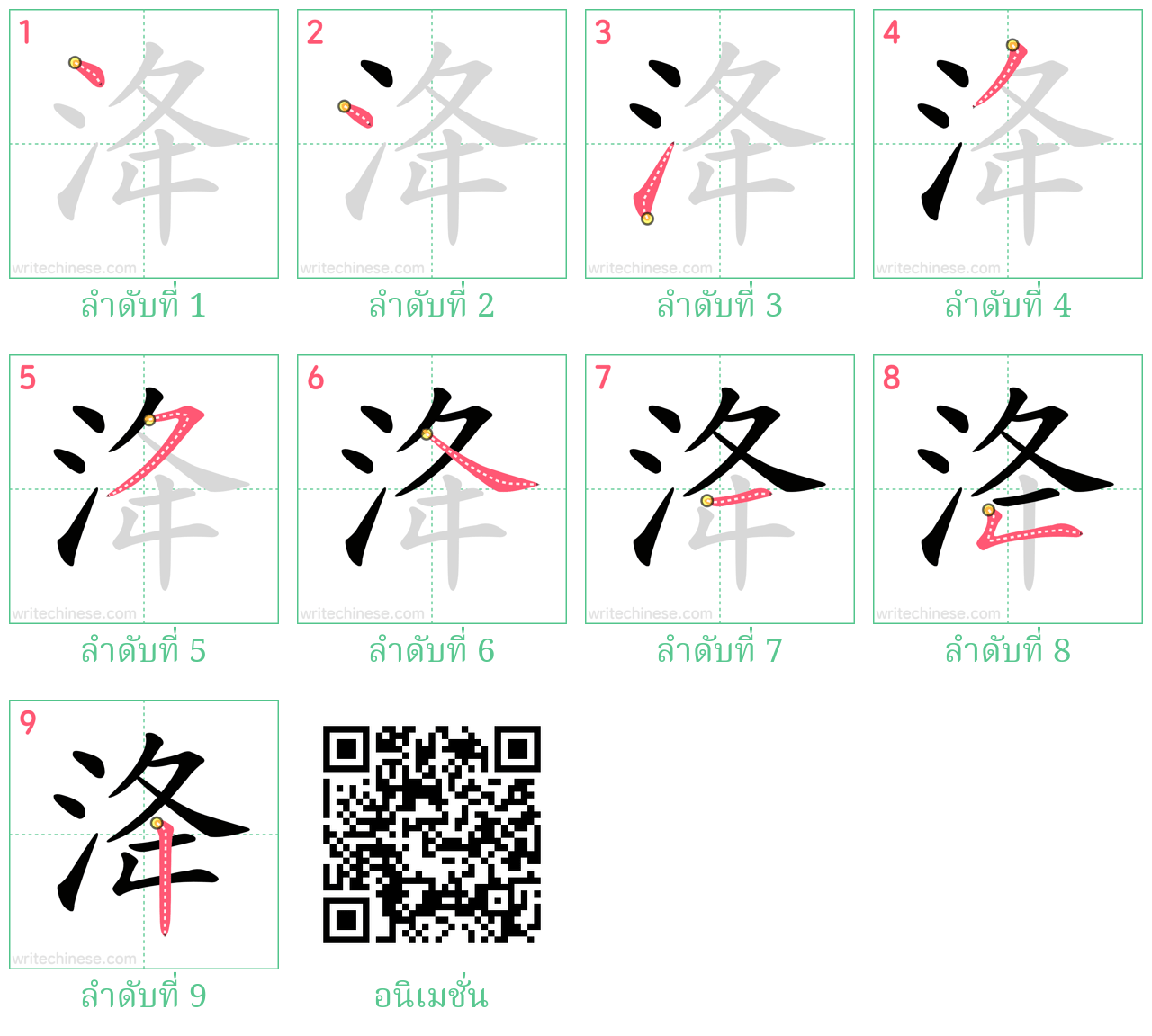 洚 ลำดับการเขียน