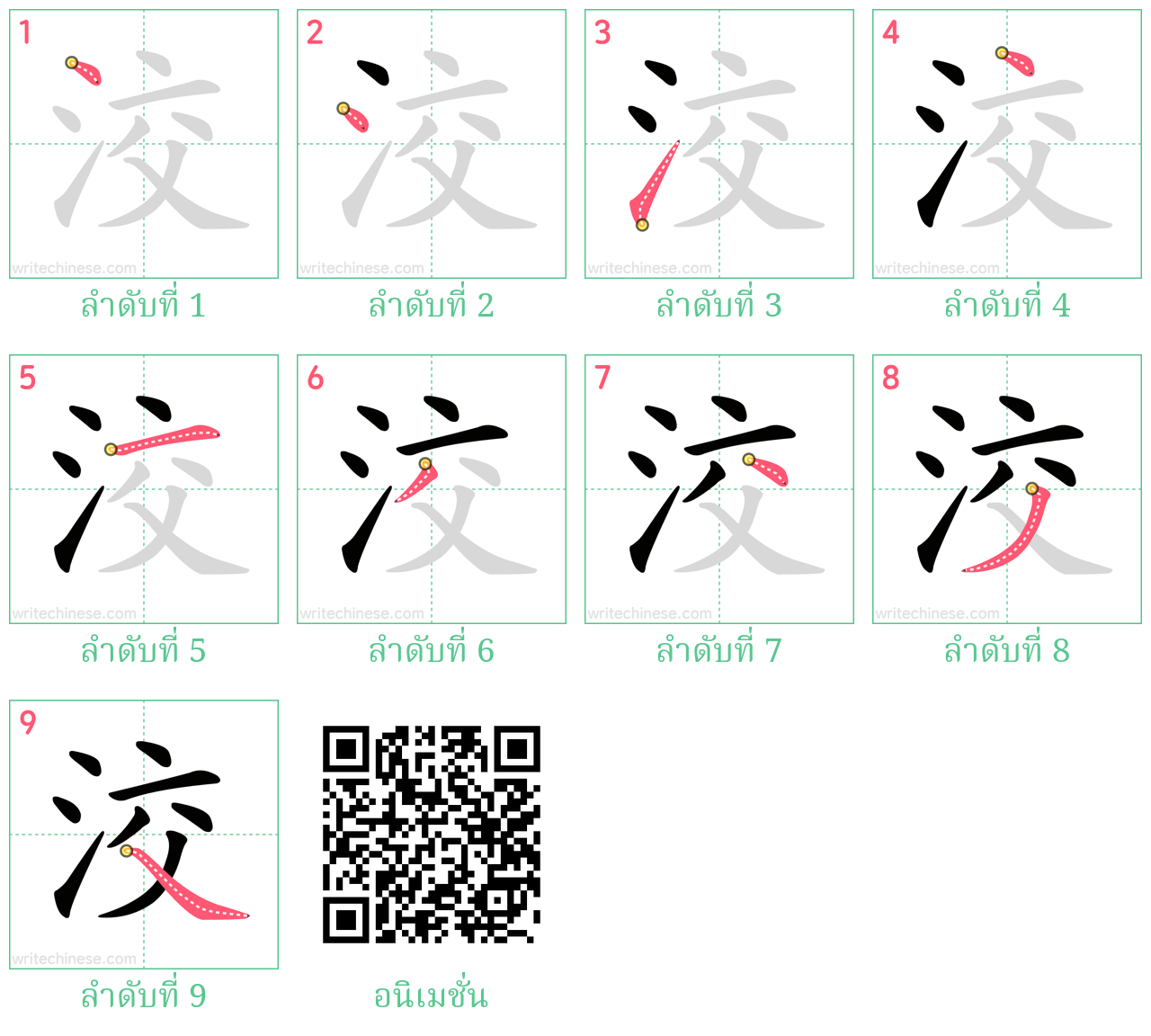 洨 ลำดับการเขียน