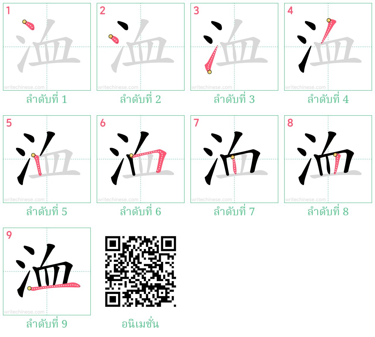 洫 ลำดับการเขียน