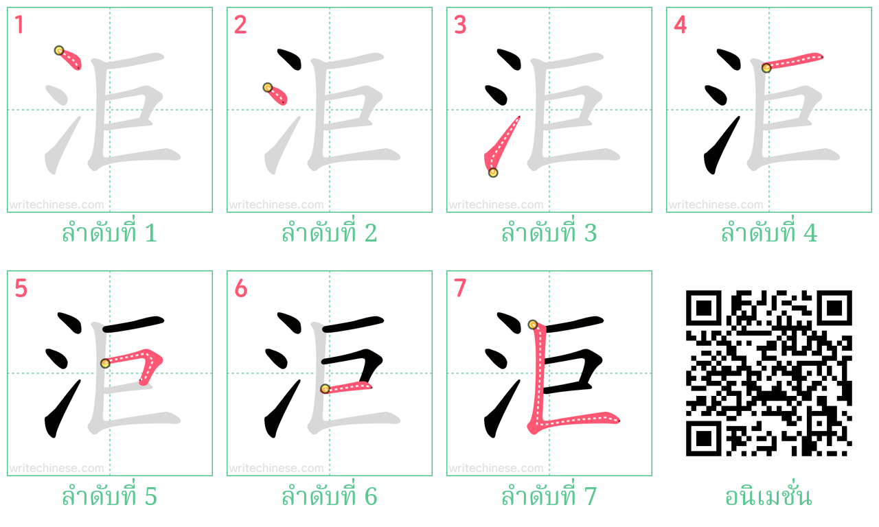 洰 ลำดับการเขียน