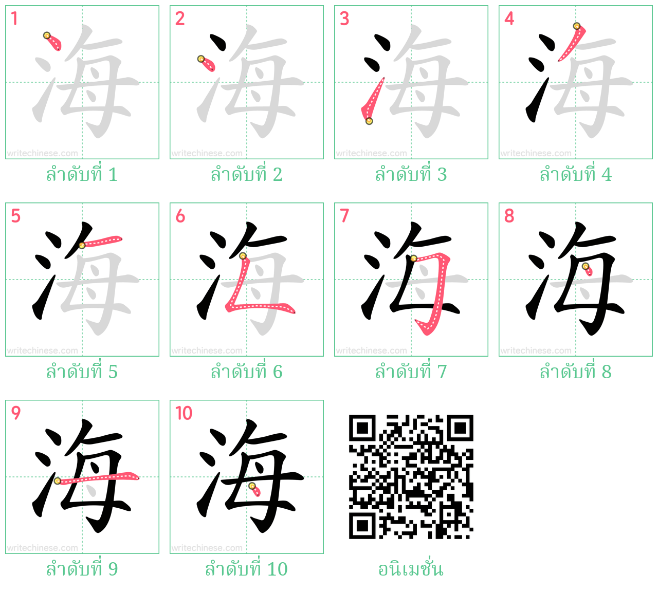 海 ลำดับการเขียน