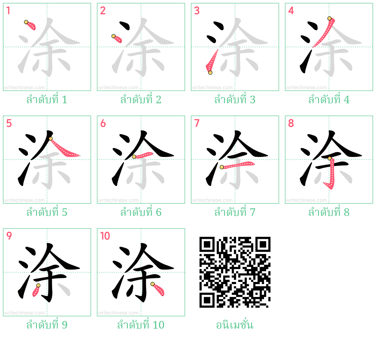 涂 ลำดับการเขียน