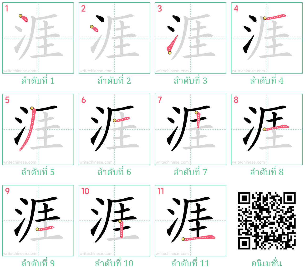 涯 ลำดับการเขียน