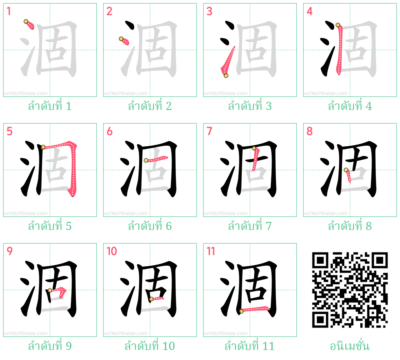 涸 ลำดับการเขียน