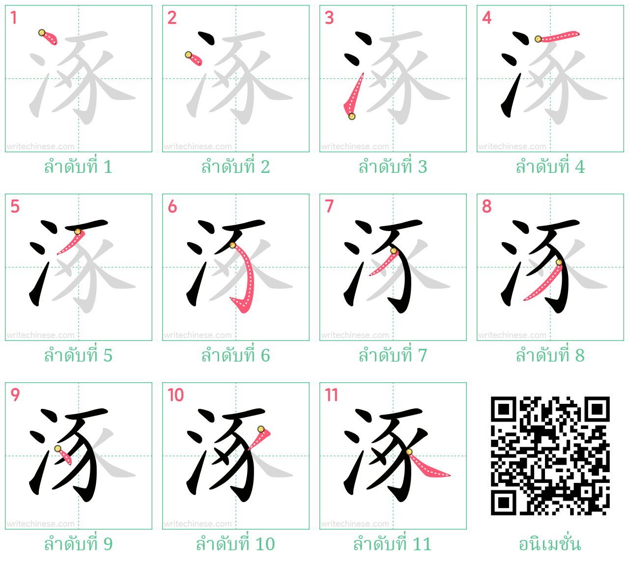 涿 ลำดับการเขียน