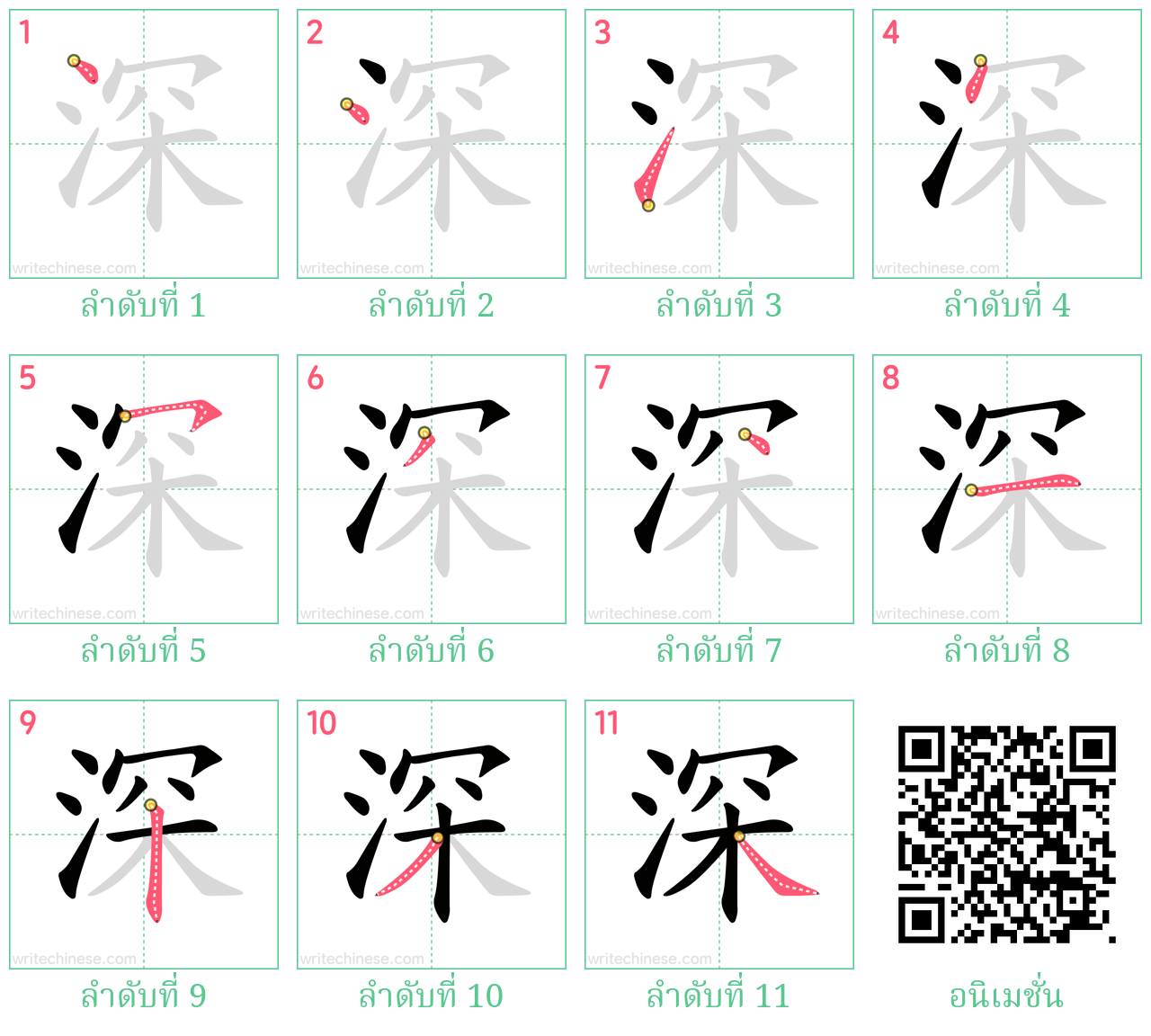 深 ลำดับการเขียน