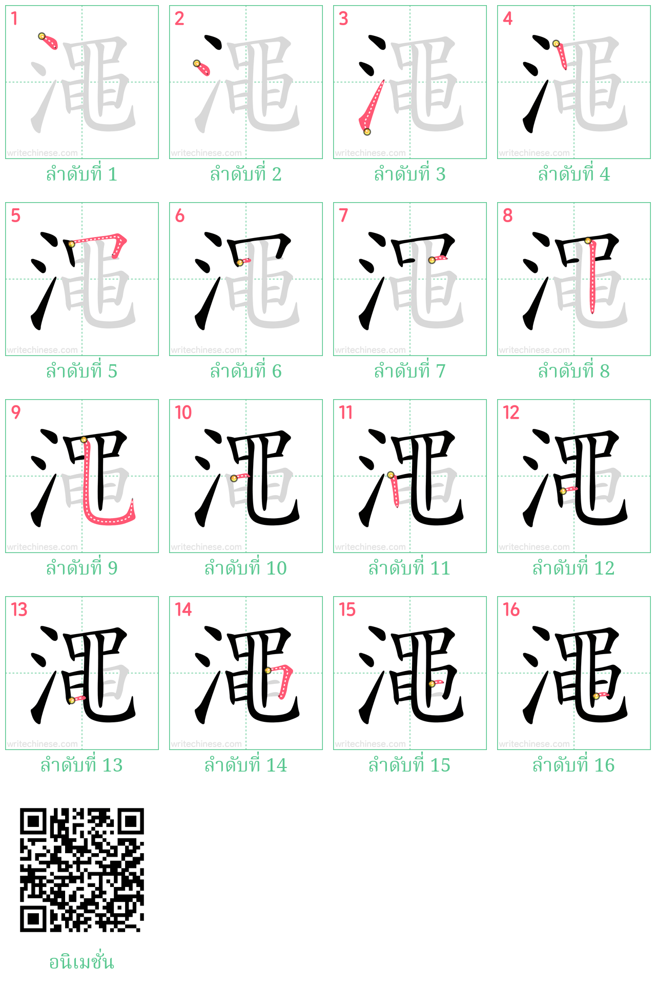 澠 ลำดับการเขียน