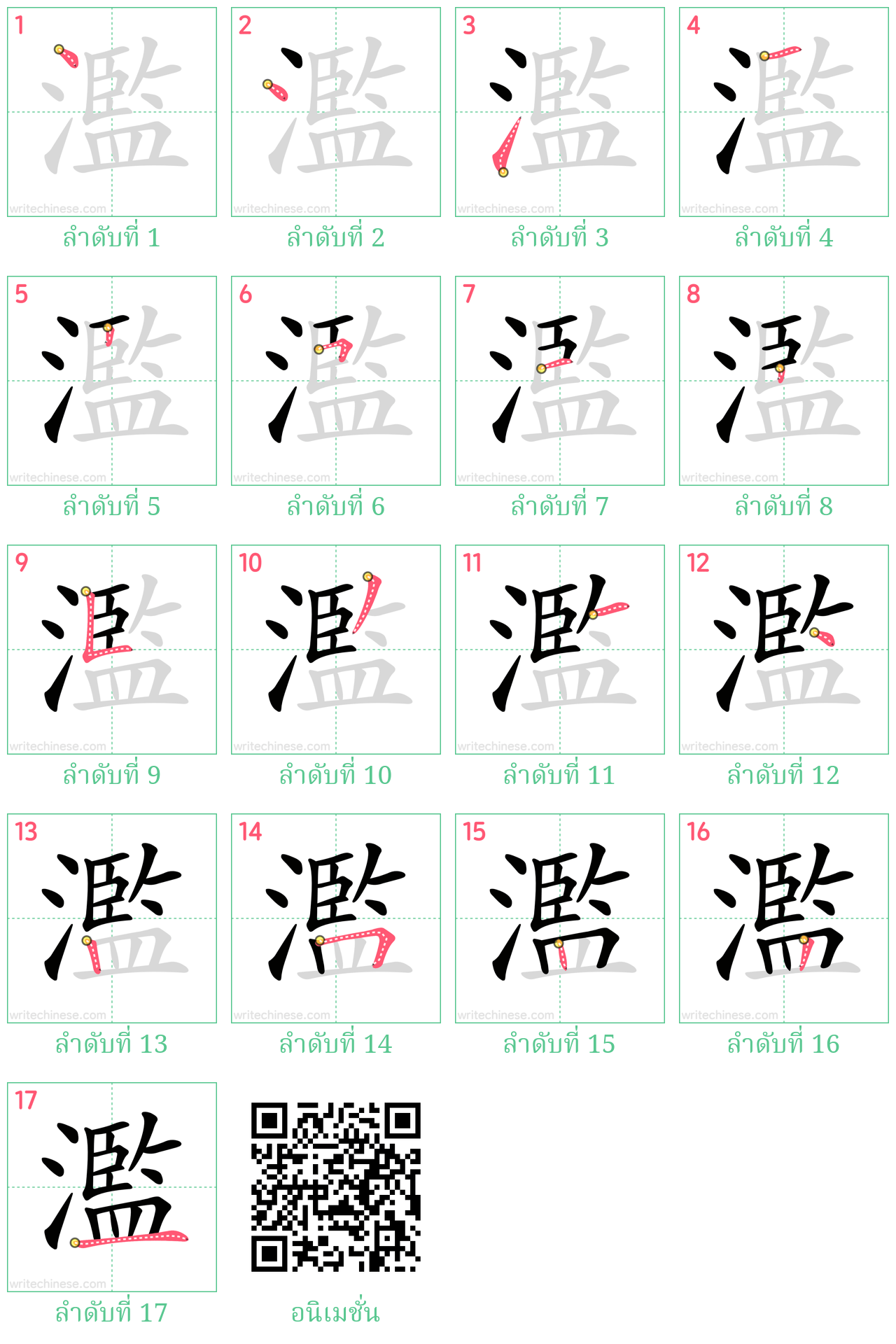 濫 ลำดับการเขียน