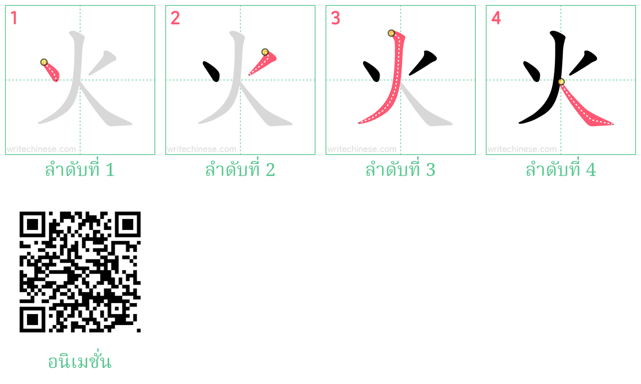 火 ลำดับการเขียน