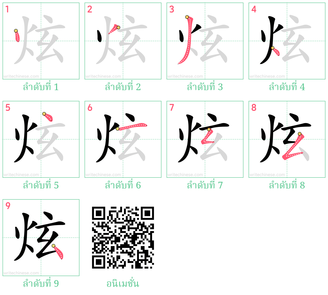 炫 ลำดับการเขียน