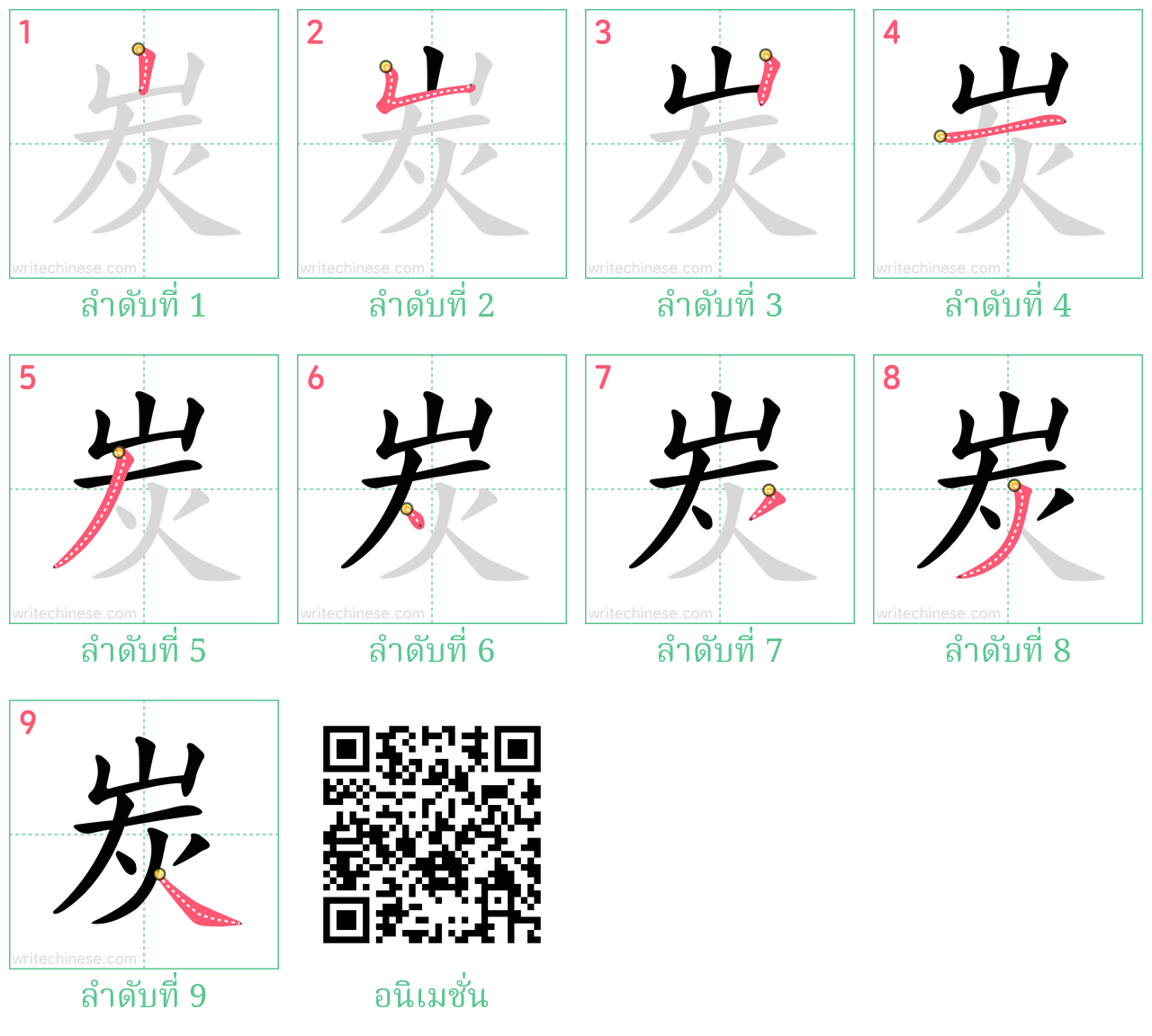 炭 ลำดับการเขียน