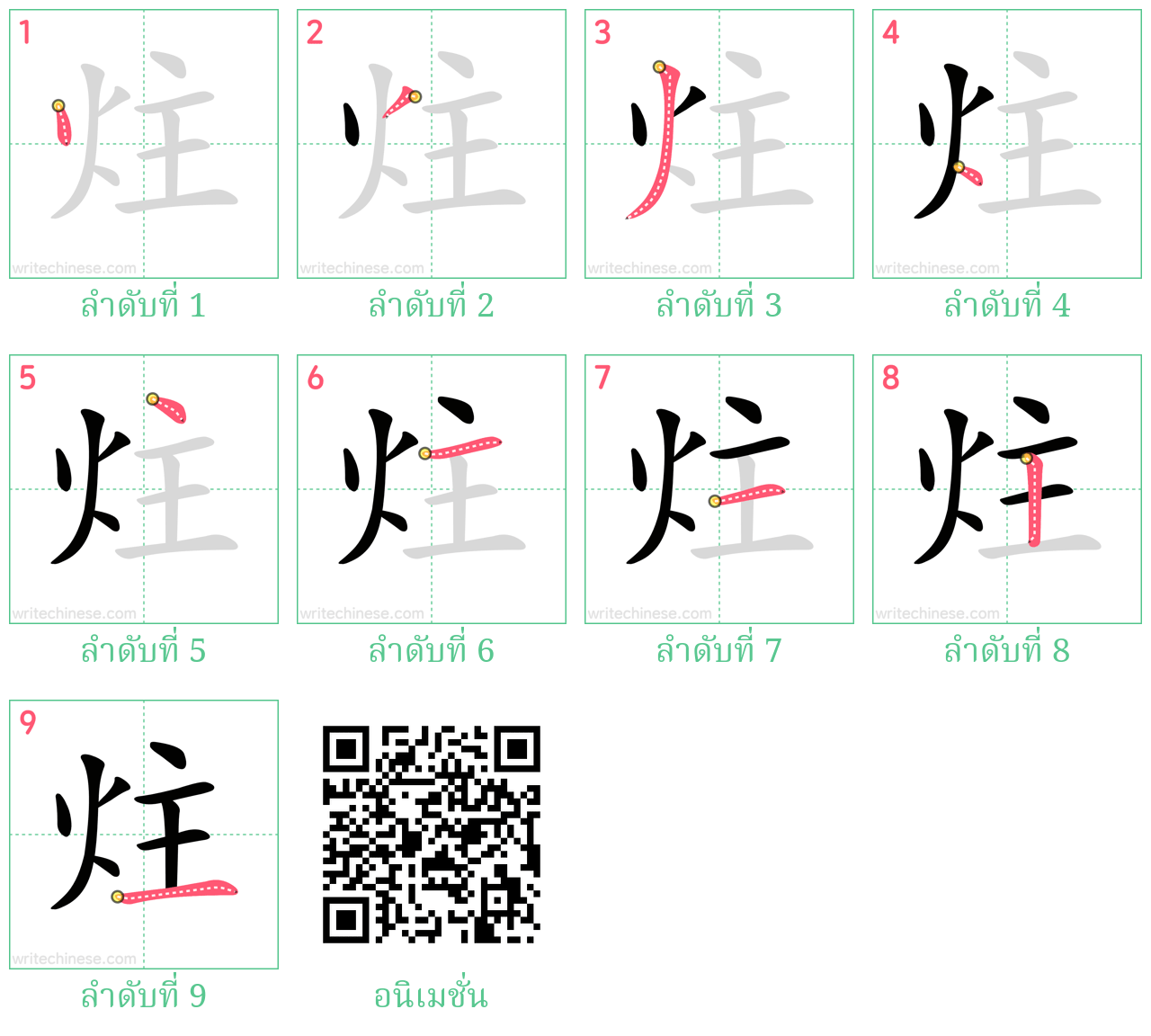 炷 ลำดับการเขียน