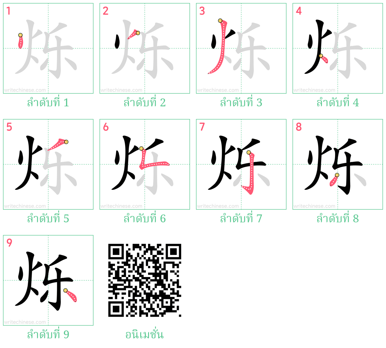 烁 ลำดับการเขียน