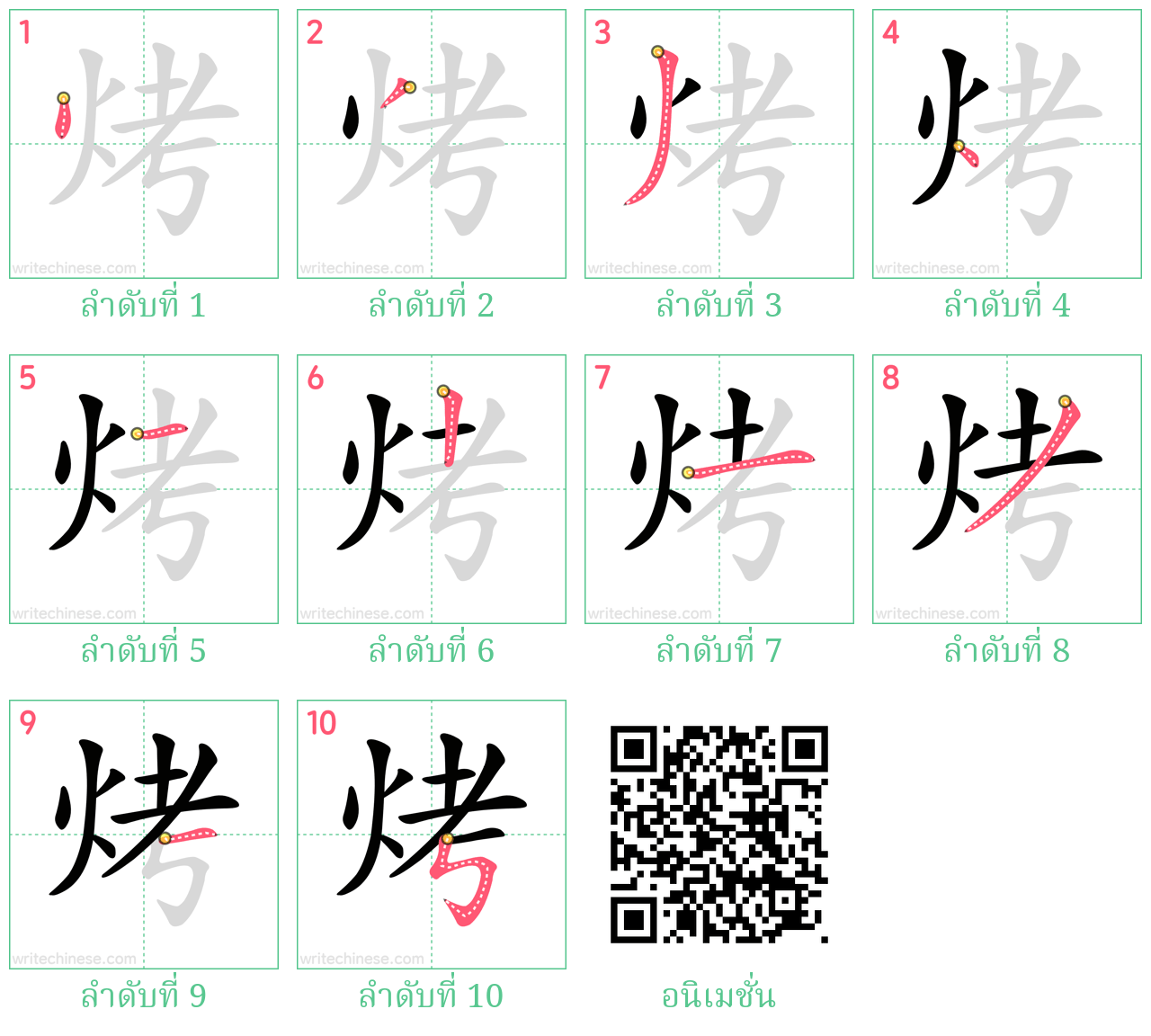 烤 ลำดับการเขียน