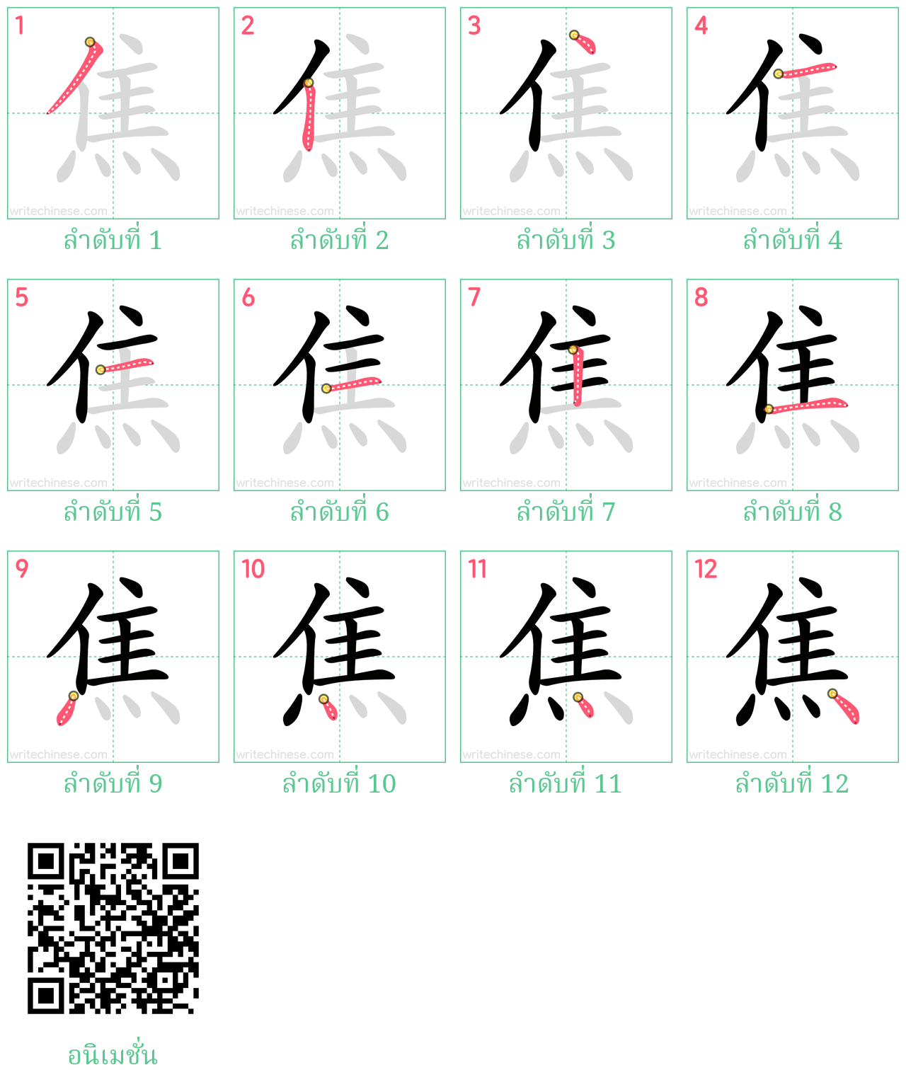 焦 ลำดับการเขียน