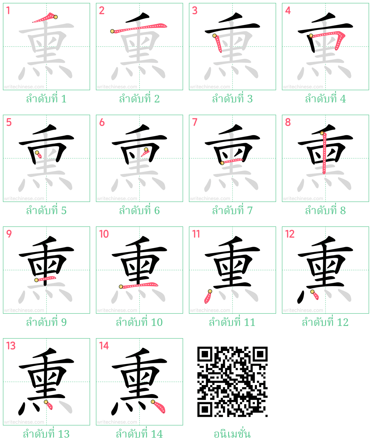 熏 ลำดับการเขียน