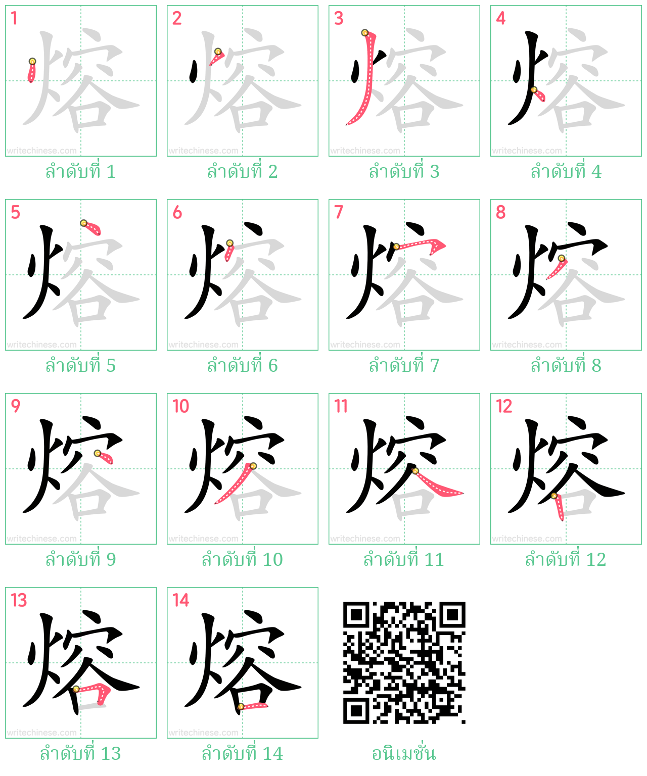 熔 ลำดับการเขียน