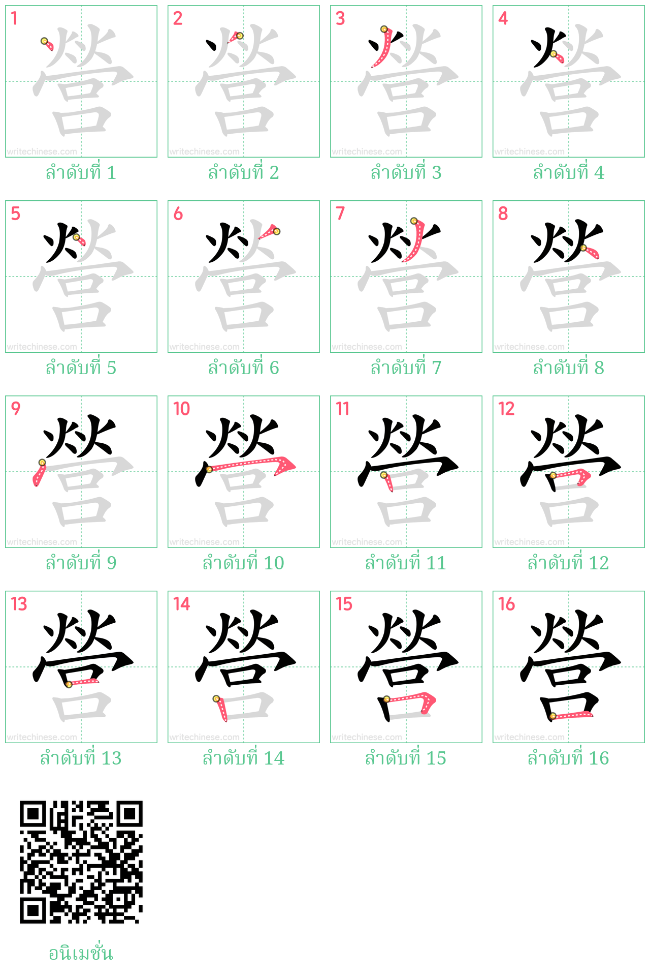 營 ลำดับการเขียน