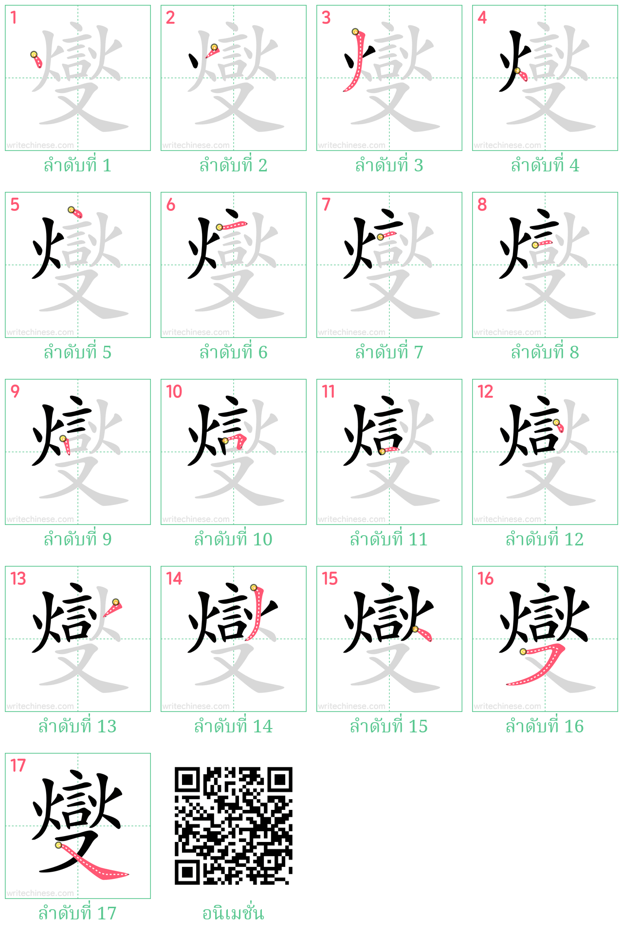 燮 ลำดับการเขียน