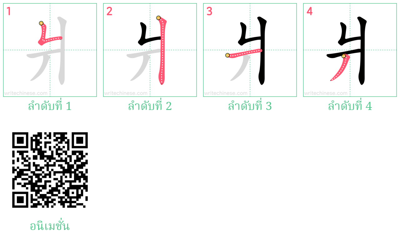 爿 ลำดับการเขียน