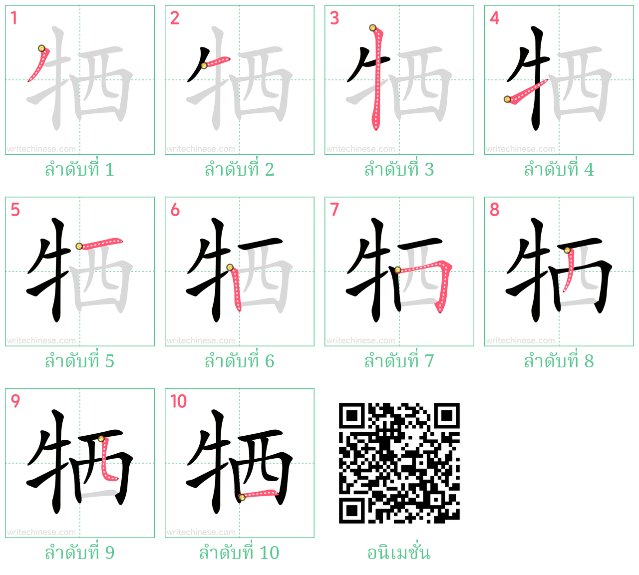 牺 ลำดับการเขียน