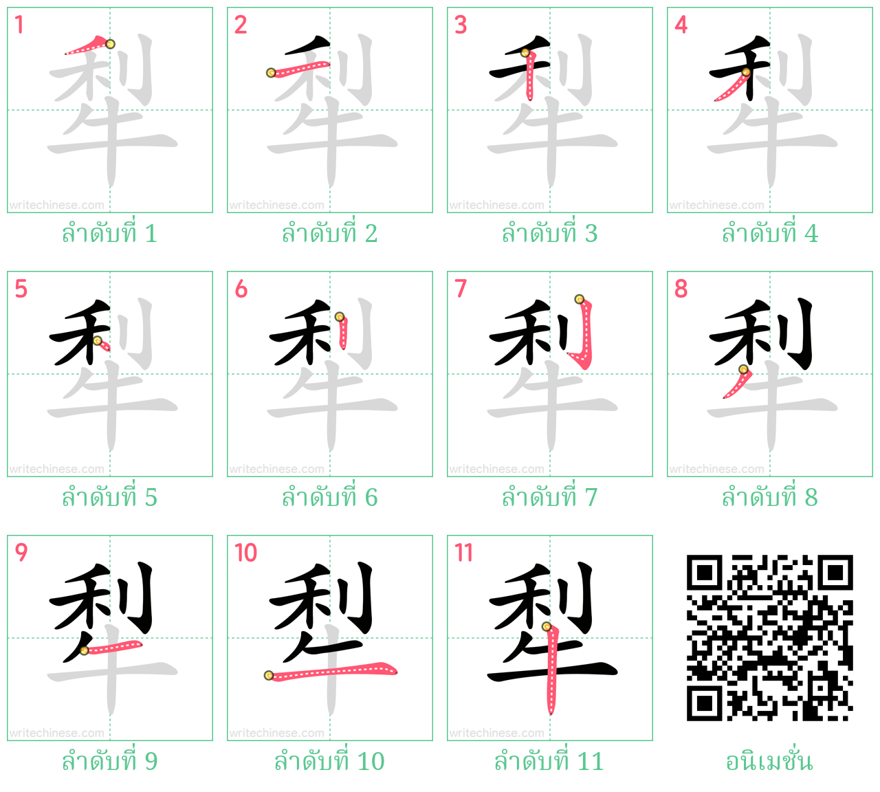 犁 ลำดับการเขียน