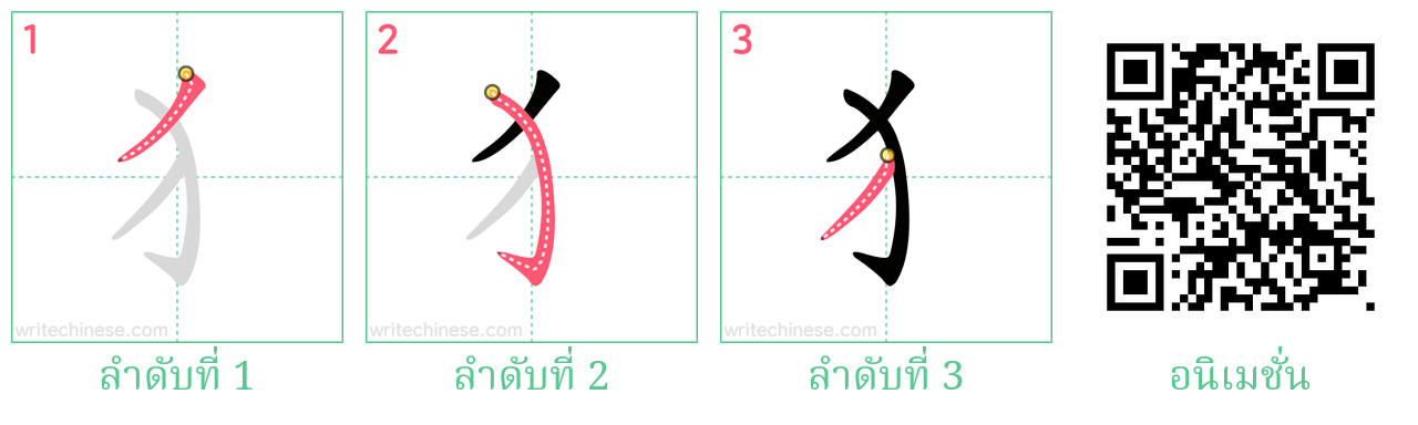 犭 ลำดับการเขียน