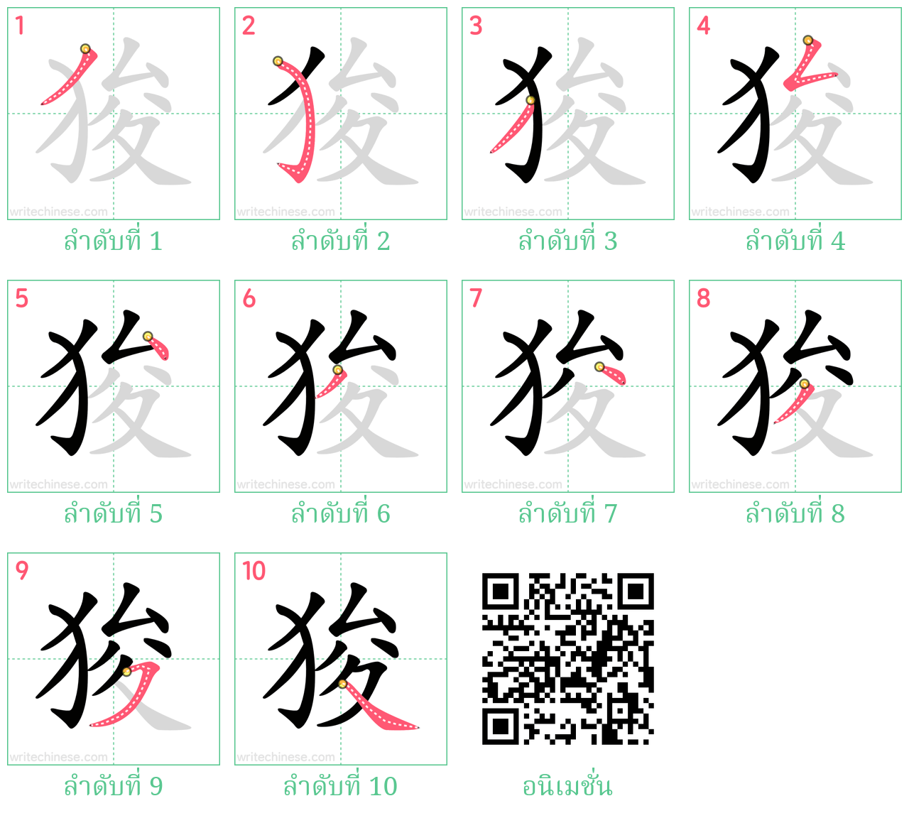 狻 ลำดับการเขียน