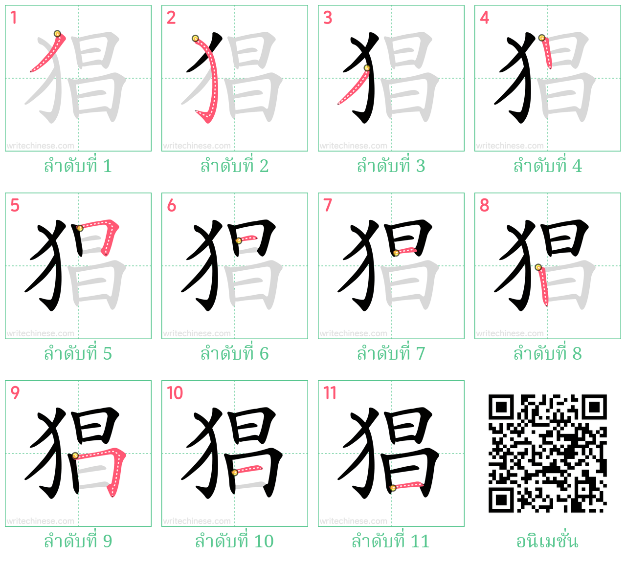 猖 ลำดับการเขียน