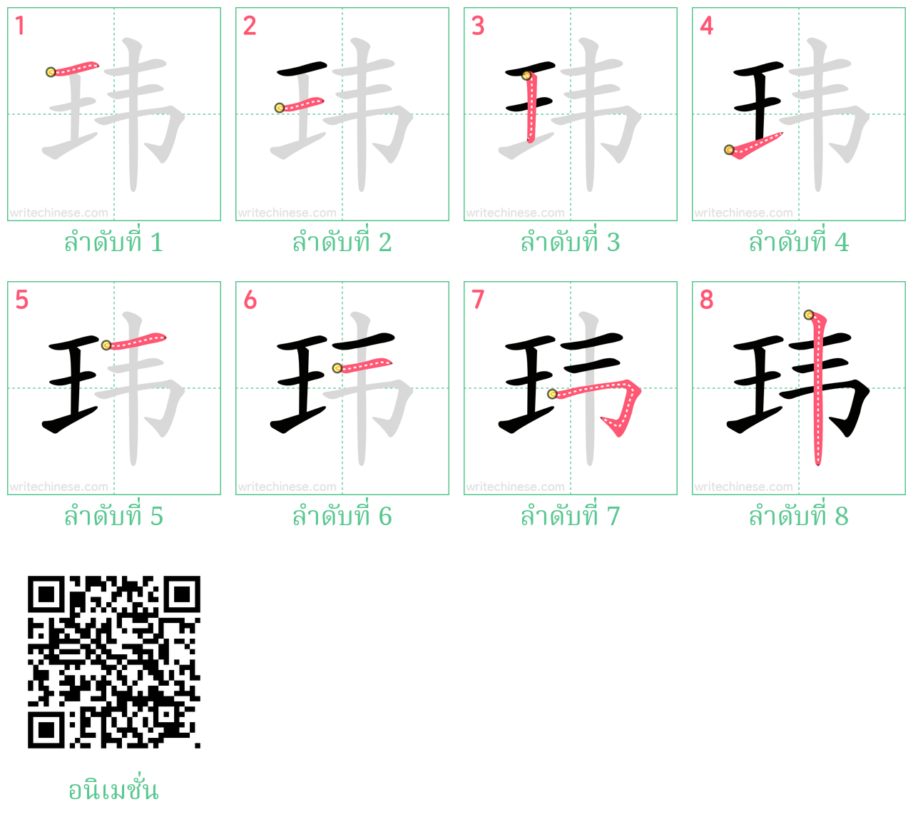 玮 ลำดับการเขียน