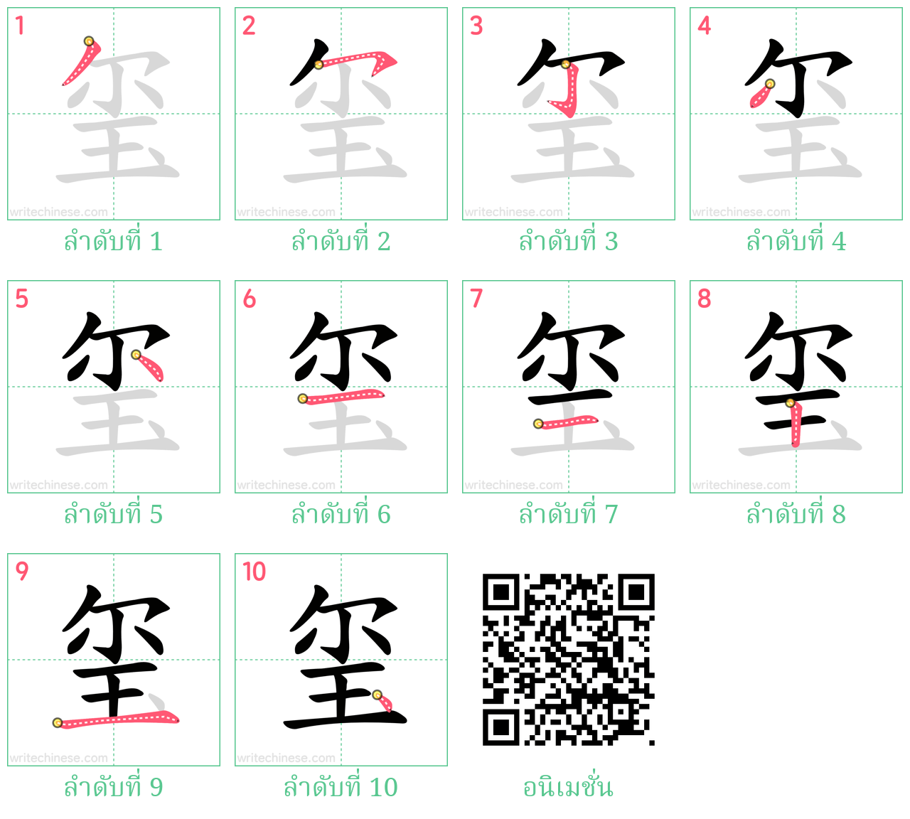 玺 ลำดับการเขียน