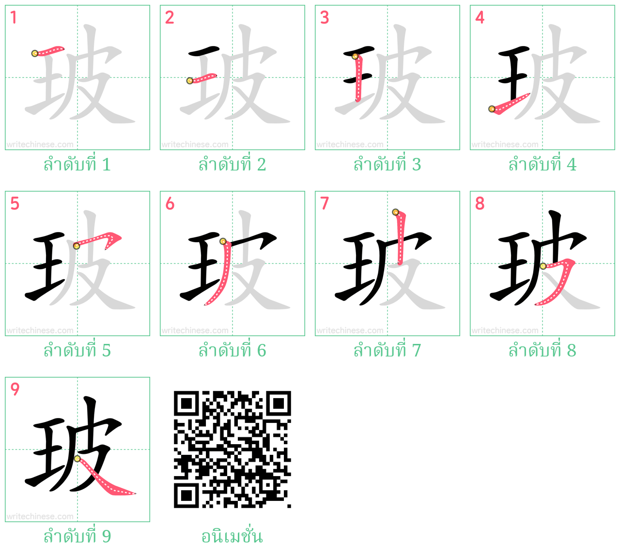 玻 ลำดับการเขียน