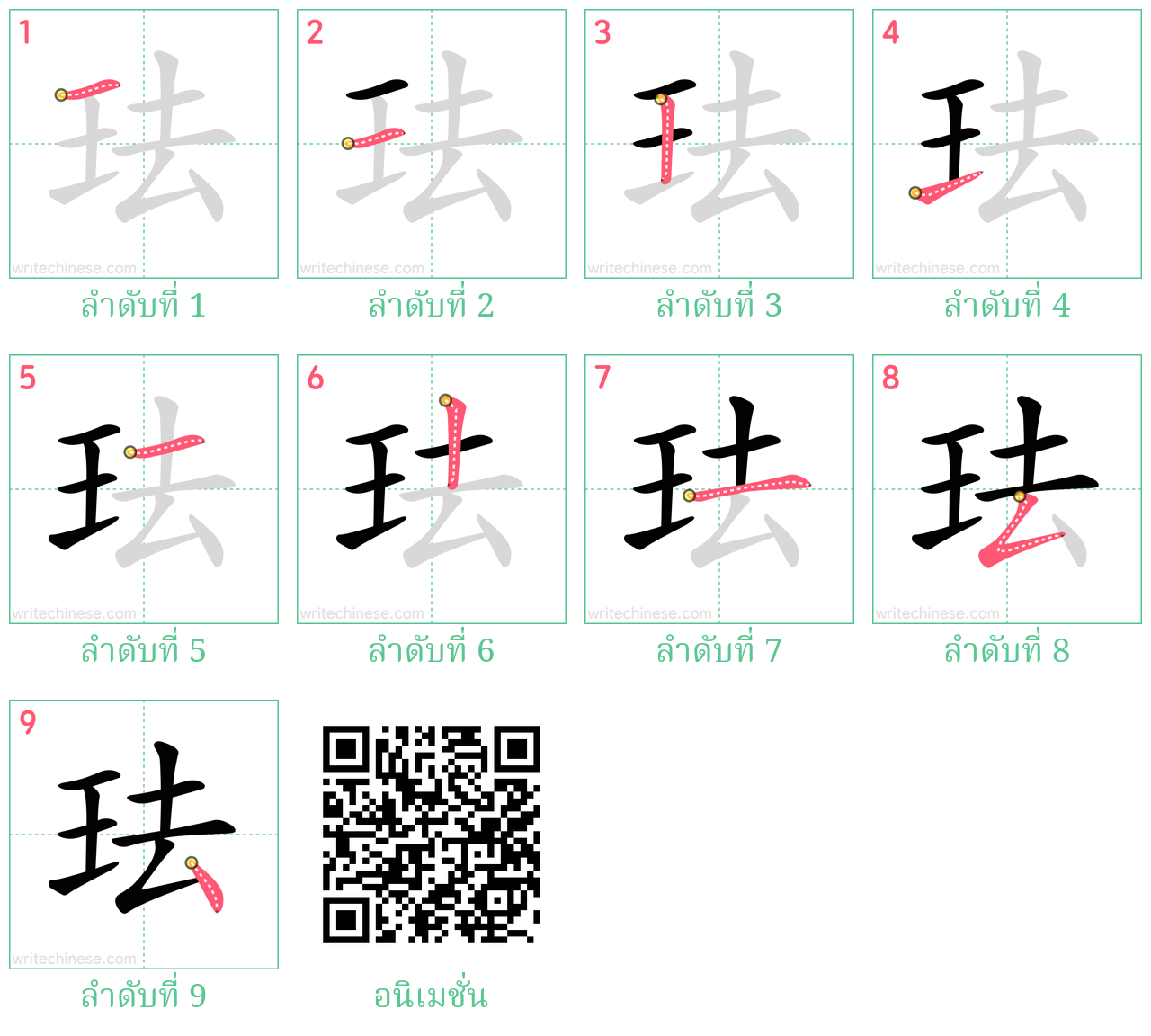 珐 ลำดับการเขียน